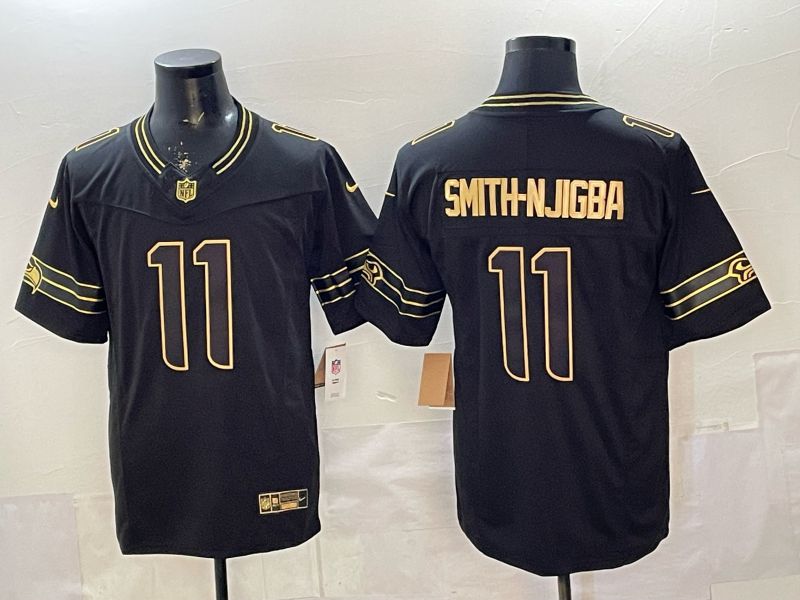 Men 2026 Seattle Seahawks #11 Smith-Hjigba Black gold 3th generations Nike Limited NFL Jersey style 001